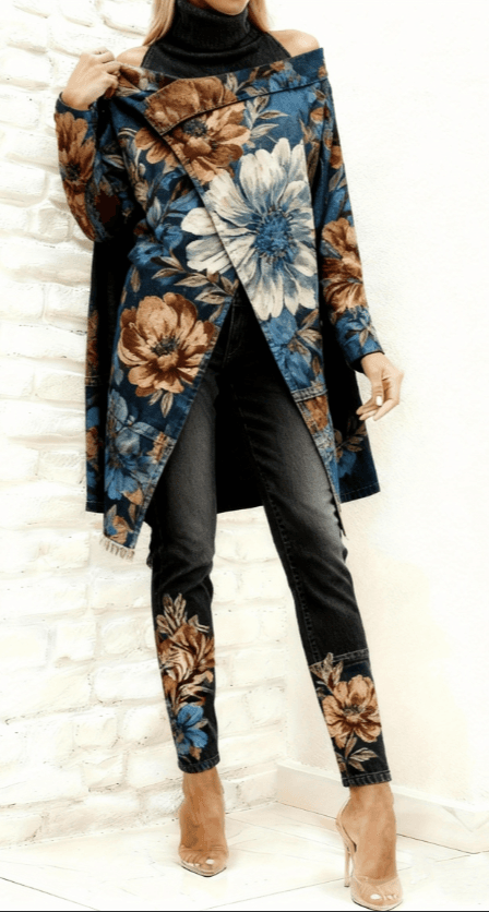 Simple And Stylish Two-piece Suit, Asymmetrical Top, Slim-fit Trousers