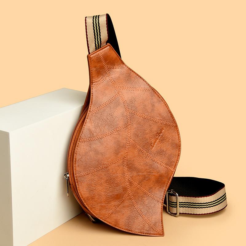 Retro-style Leaf-shaped Womens Waist Bag With An Adjustable Wide Strap Versatile For Any Outfit