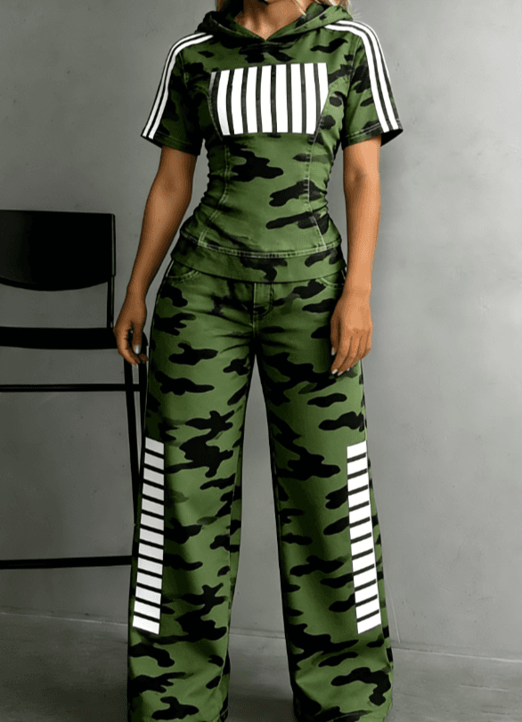 American-style Trendy Striped Suit Set
