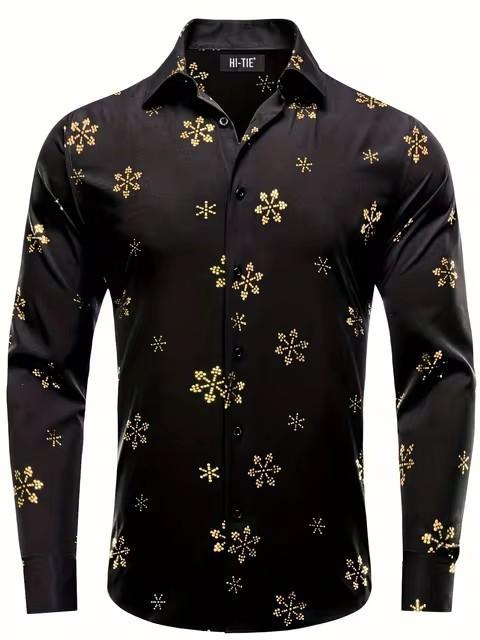 Men's Long-sleeve Shirt With A Snowflake Pattern
