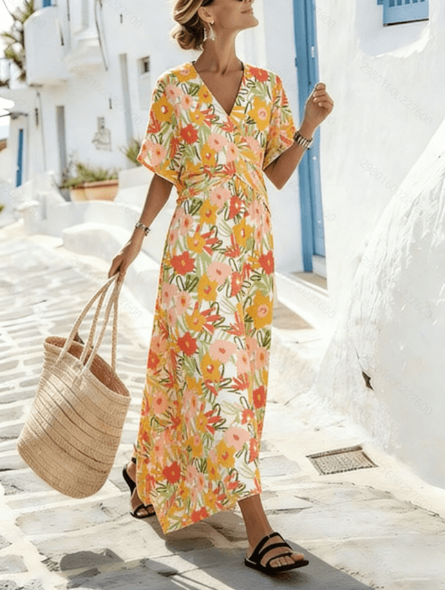 Floral Print Wrap Maxi Dress