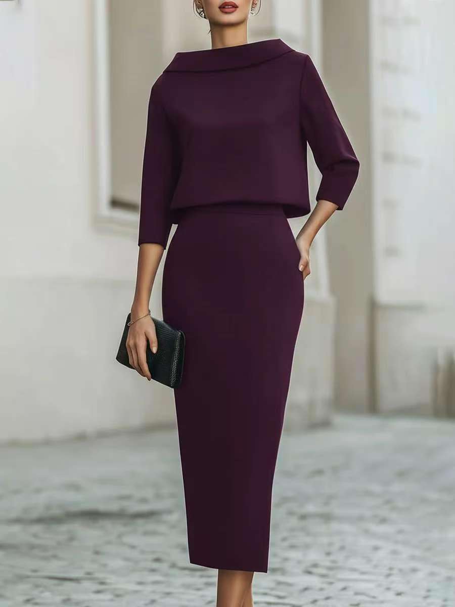 Fashion Urban Commute Bodycon Skirt And Top Two-Piece Set