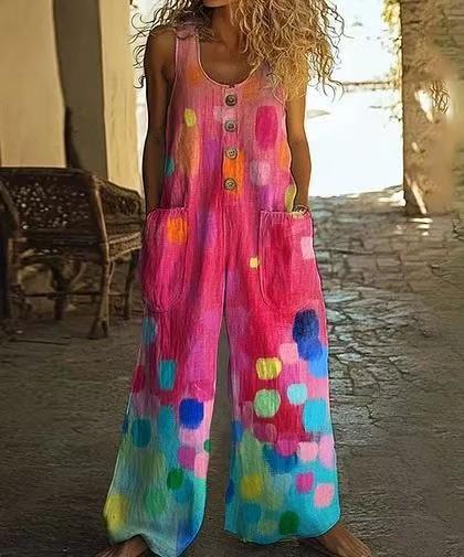 Casual Retro Personalized Printed Jumpsuit