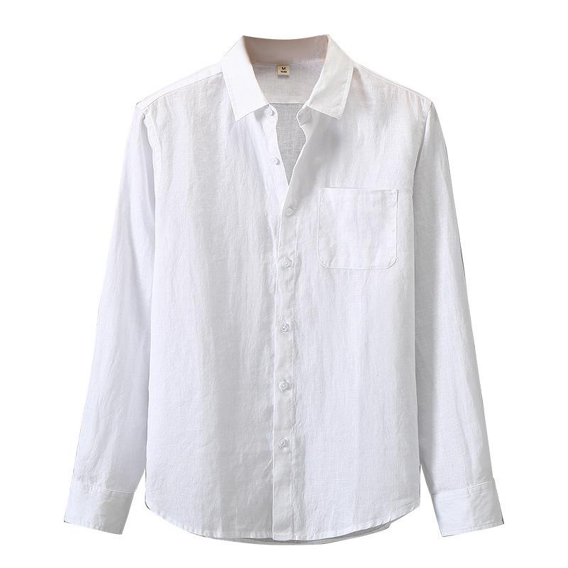 Solid-color High-end Sun-protection Linen Shirt For Men