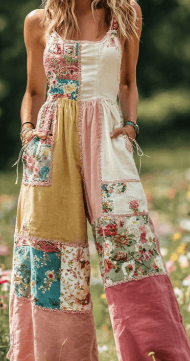 Women's Retro Print Comfortable Jumpsuit