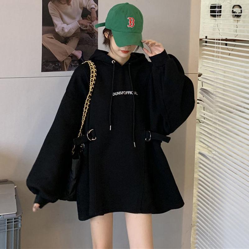 Korean-style Loose-fitting Fleece-lined Thickened Oversized Womens Hoodie For Fall And Winter