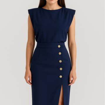 Women's Summer Split Dress With Buttons Casual Sleeveless Midi Dress Clothing