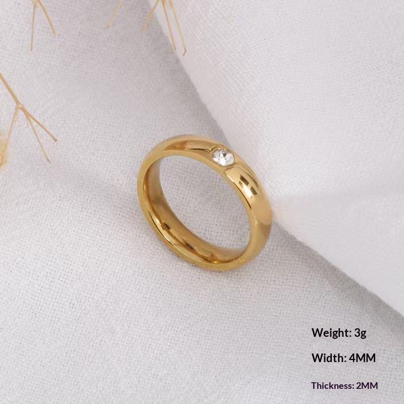 Non-fading Titanium Steel Ring With Diamonds
