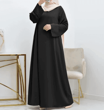 Women's Satin Dress, Simple Solid Color, Loose Fit, Round Neck, Long Sleeves