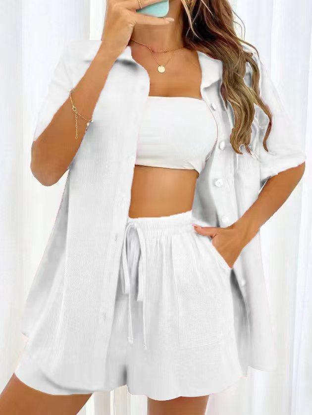 Womens Fashion Casual Shirt And Shorts Set