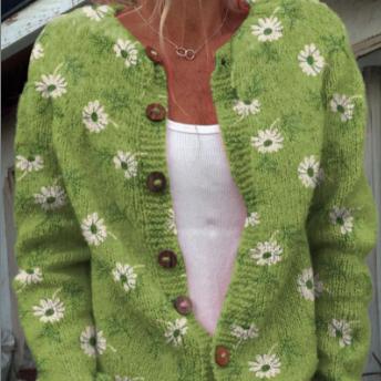3D Digital Printing Cardigan Knitted Coat Women's Clothing