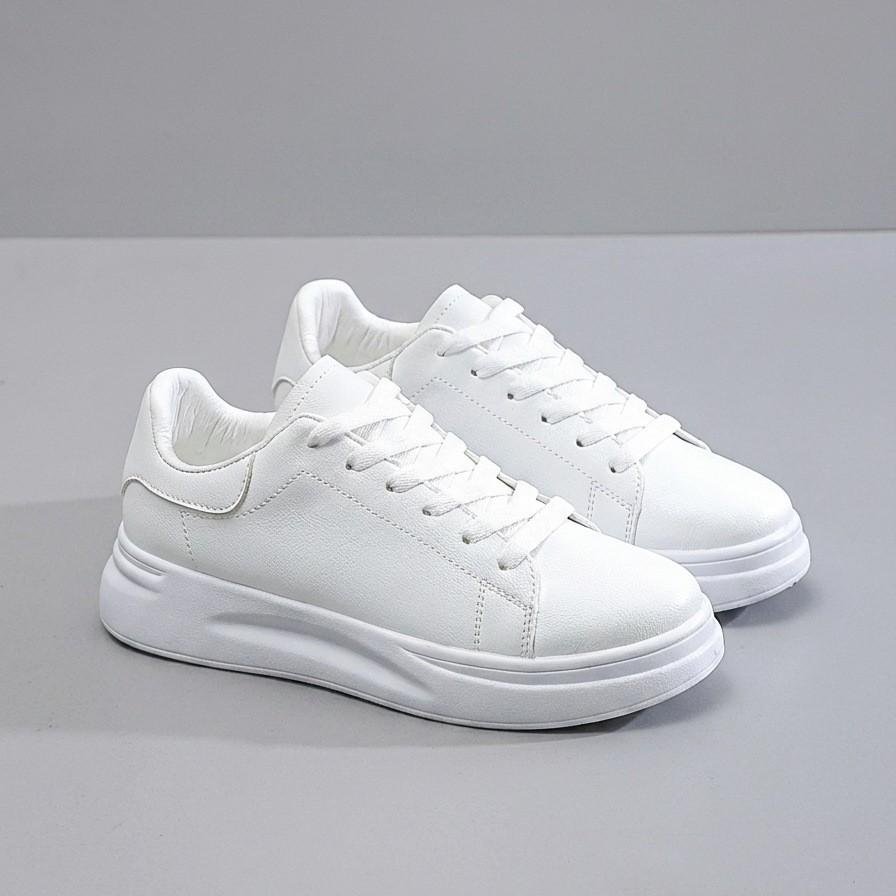 Womens White Platform Sneakers Height-increasing Wedge Shoes Versatile Casual Footwear