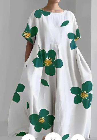 Women's Round Neck Fashion Short Sleeve Printed Dress