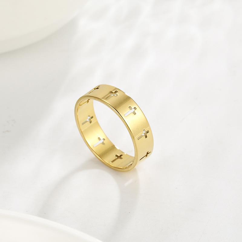 Minimalist Stainless Steel Hollow Cross Ring