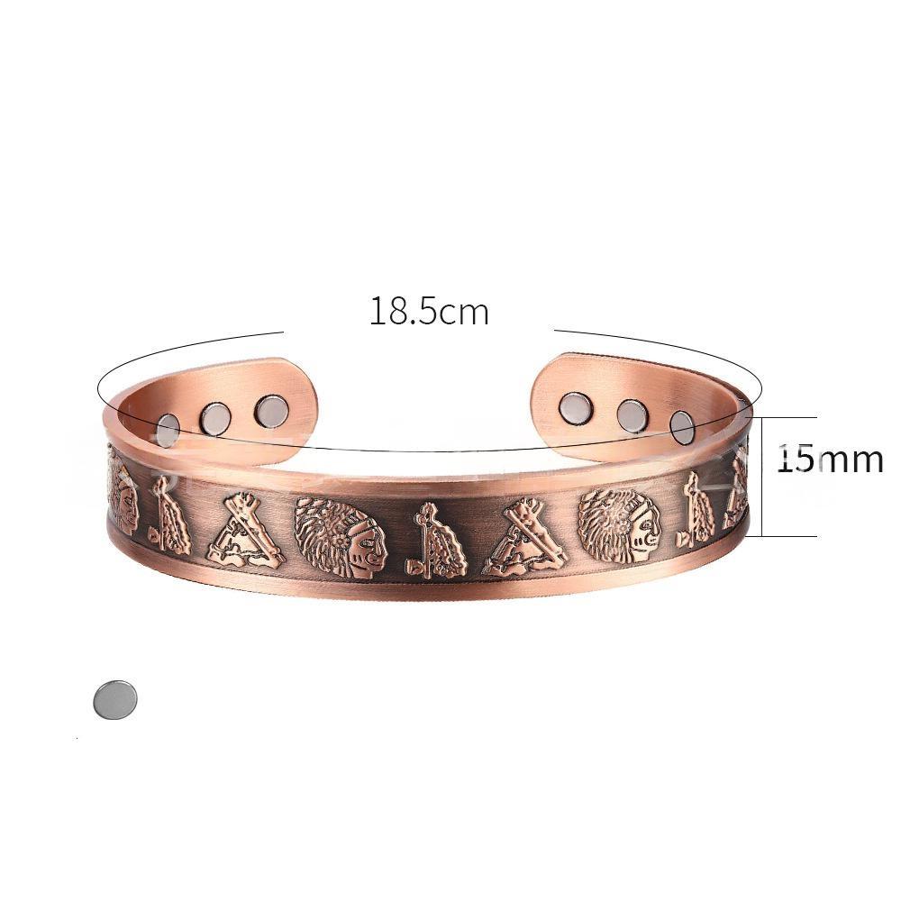 Vintage Magnetic Red Copper BraceletViking Head Magnet Red Copper Bracelet