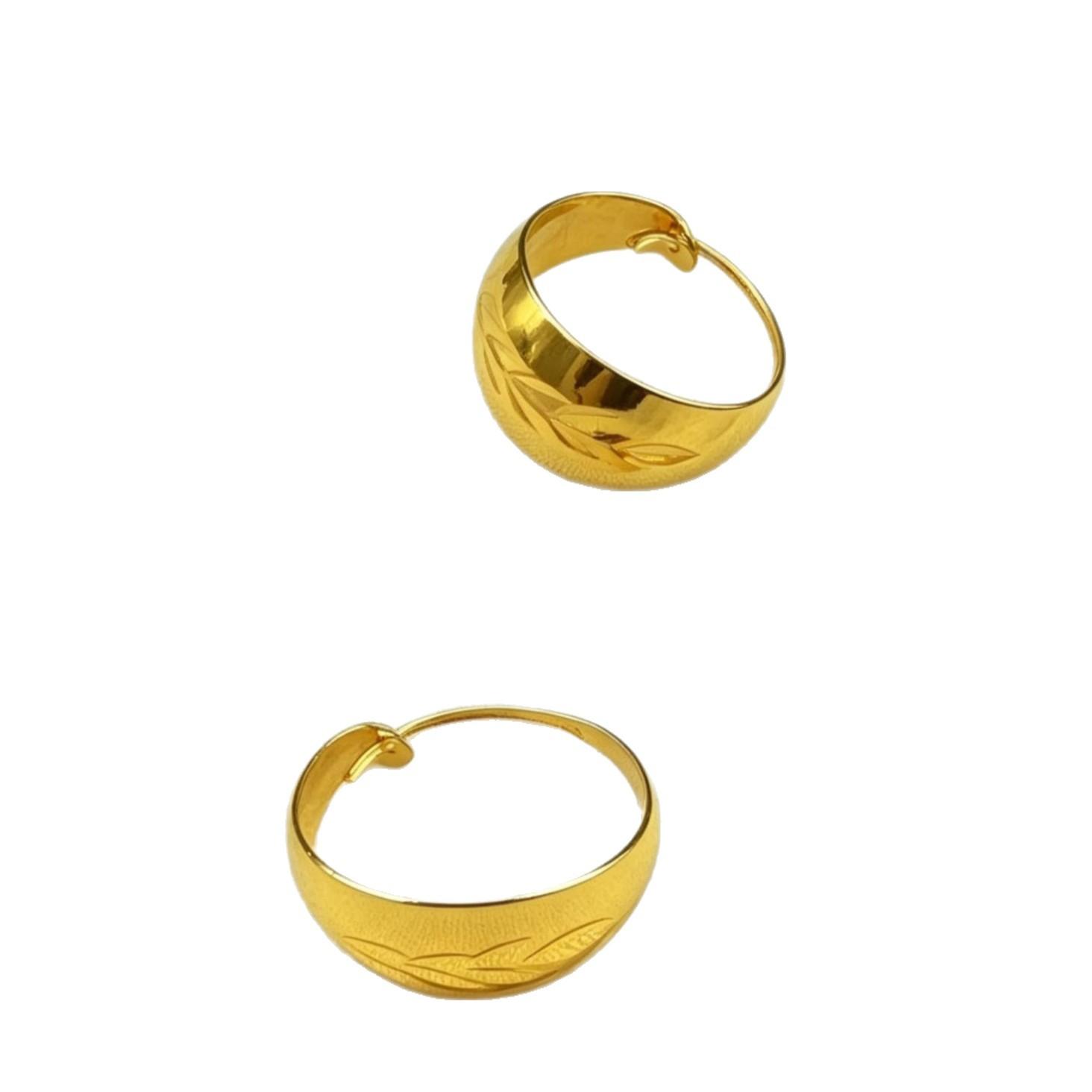 Golden Double-leaf Earrings For Women