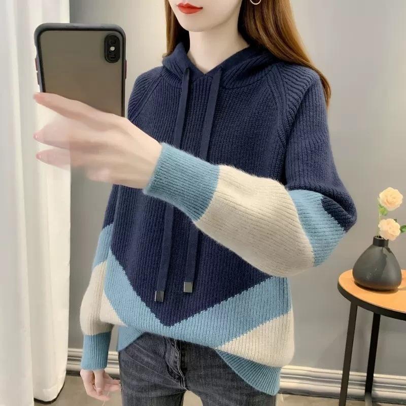 Stylish  Western-style Knitted Hoodie For Women
