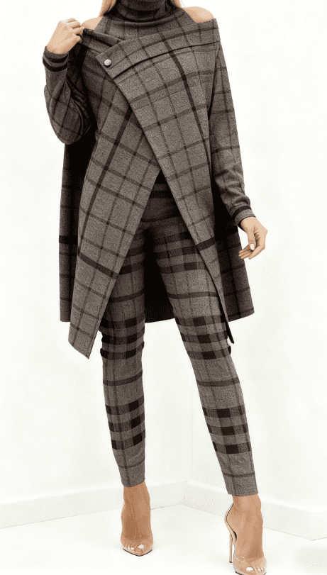 Simple And Stylish Two-piece Suit, Asymmetrical Top, Slim-fit Trousers