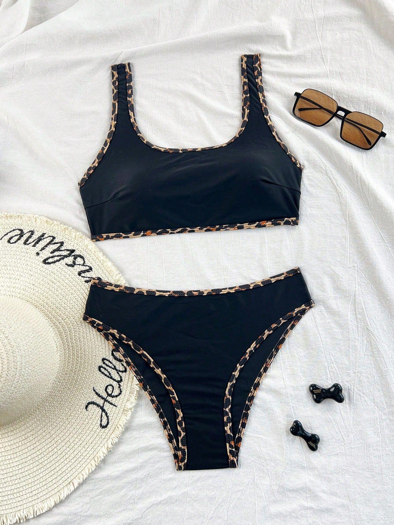 Leopard-print Two-piece Swimsuit Womens Sexy Bikini Beach And Hot Spring Swimwear For Women