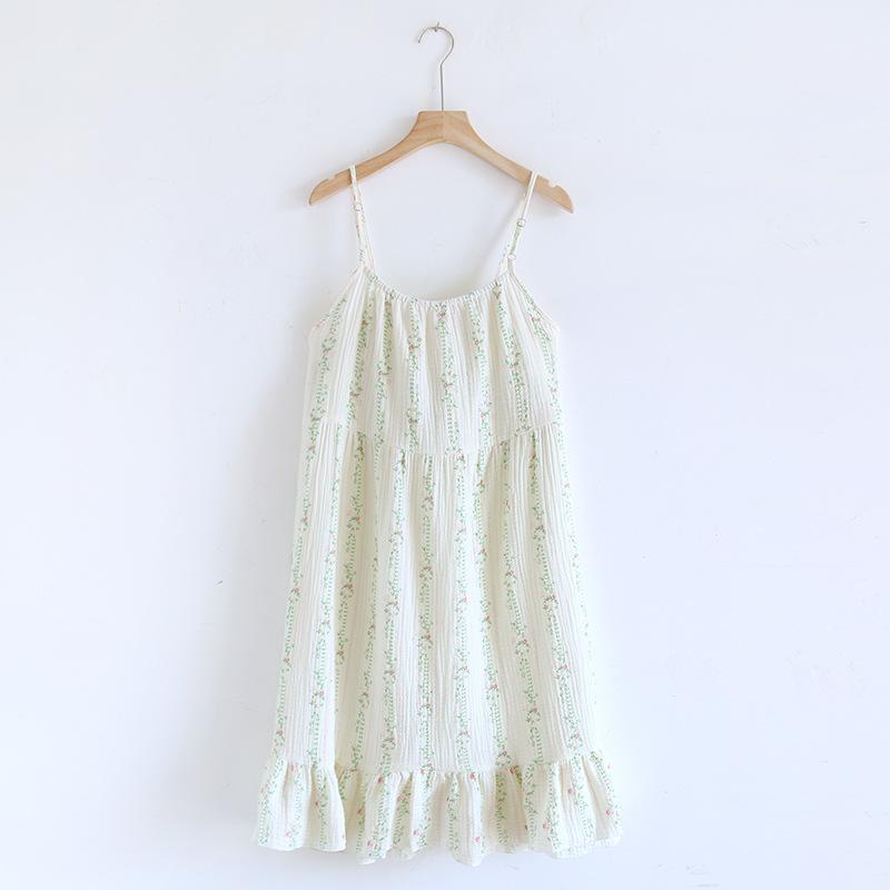 Sweet Floral Suspender Skirt Cotton Pajamas