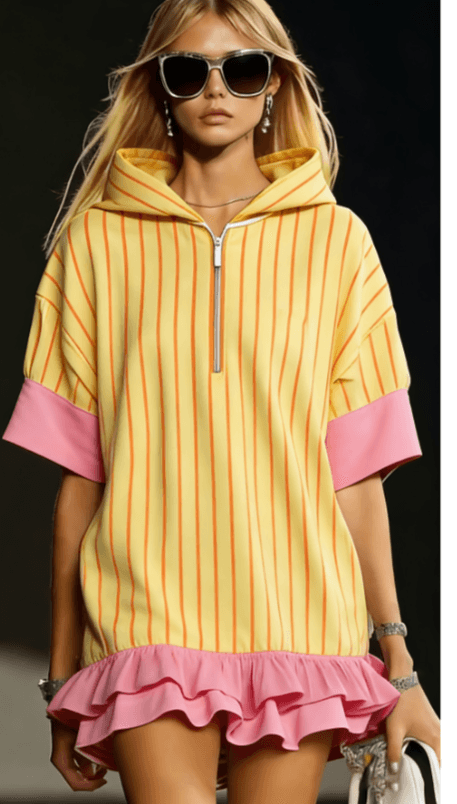 Hooded Short-sleeved Sports Dress