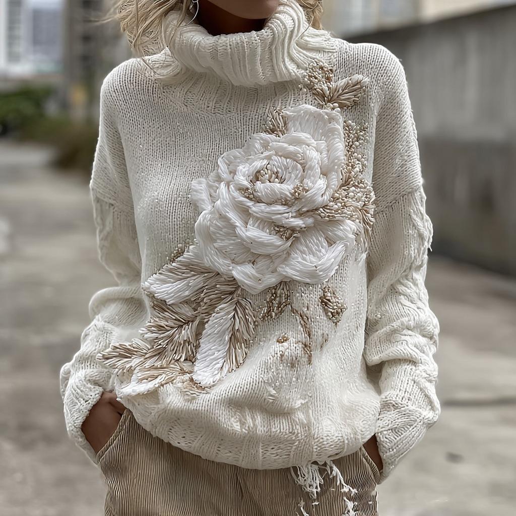 New European And American-style Womens Printed Turtleneck Sweater Hoodie