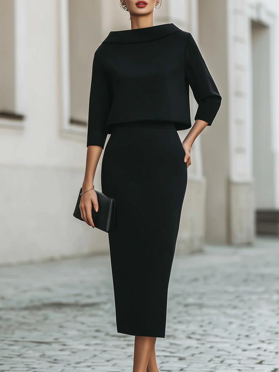 Fashion Urban Commute Bodycon Skirt And Top Two-Piece Set