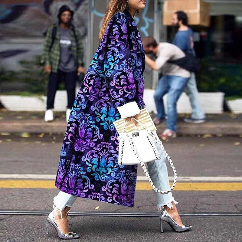 Fashion Loose Ankle Print Woolen Coat