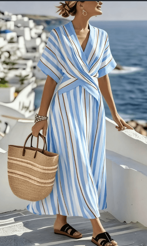 Women's Large Loose Striped Print Dress