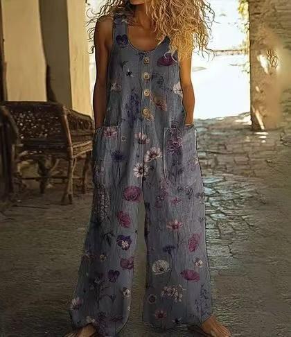 Casual Retro Personalized Printed Jumpsuit