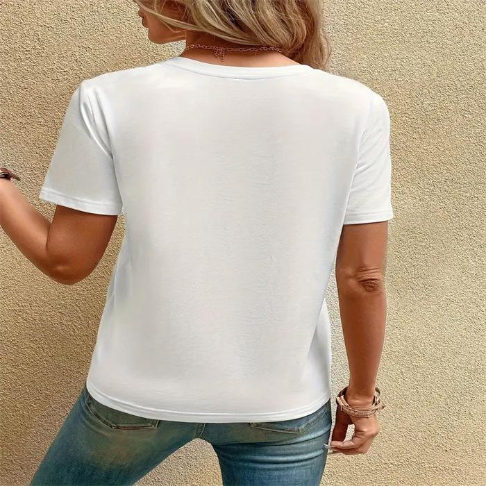Women's Printed Crew Neck Plus-Size Short-Sleeve T-Shirt Top