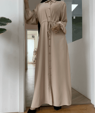 Collared Cardigan, Full-button Fitted Long Dress