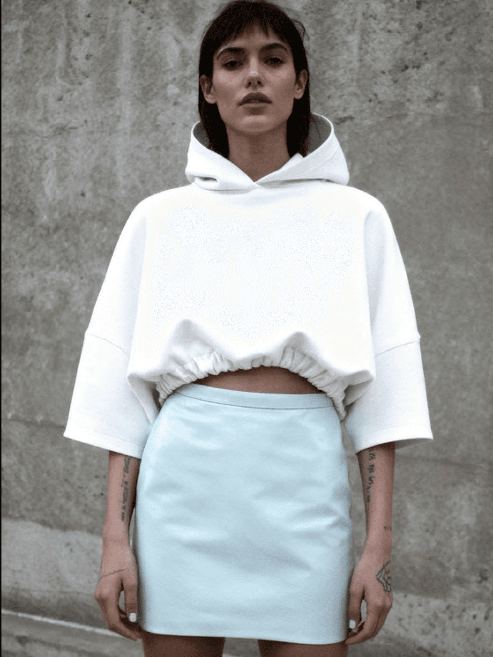 White Oversized Hoodie With Open Back Detail And Dramatic Sleeves