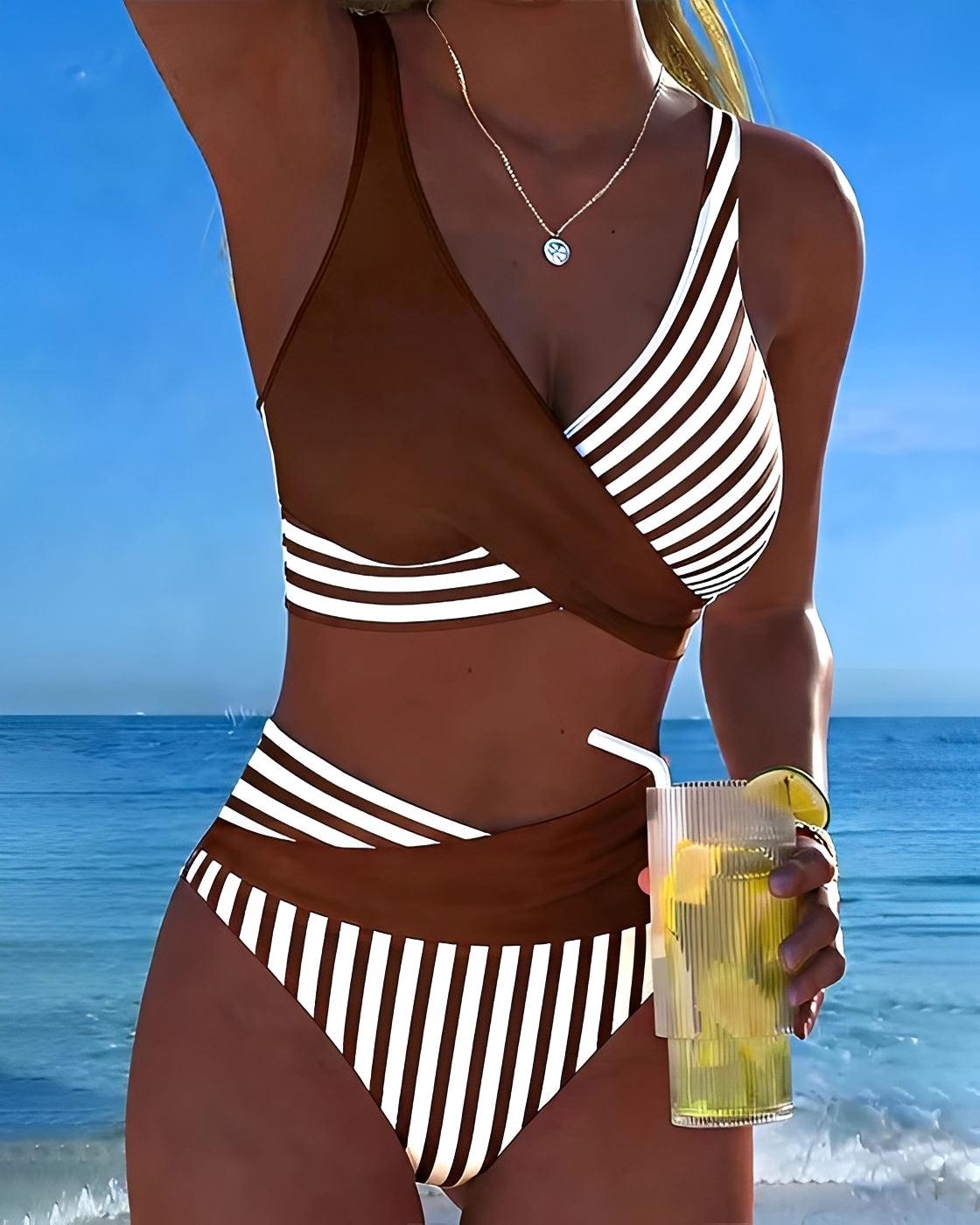 Womens Color-Block Casual Bikini Set