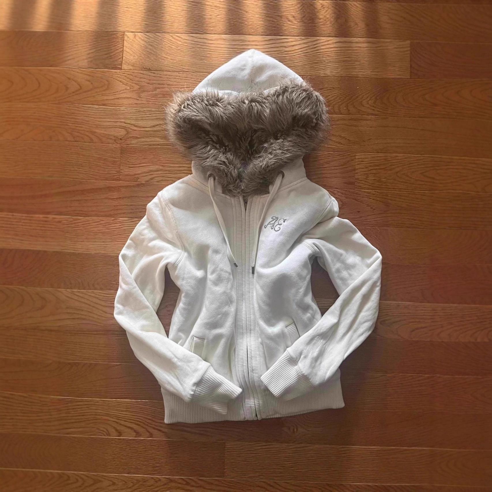American Retro Hot Girl Hooded Women's Zipper Casual Waist-tight Sweater