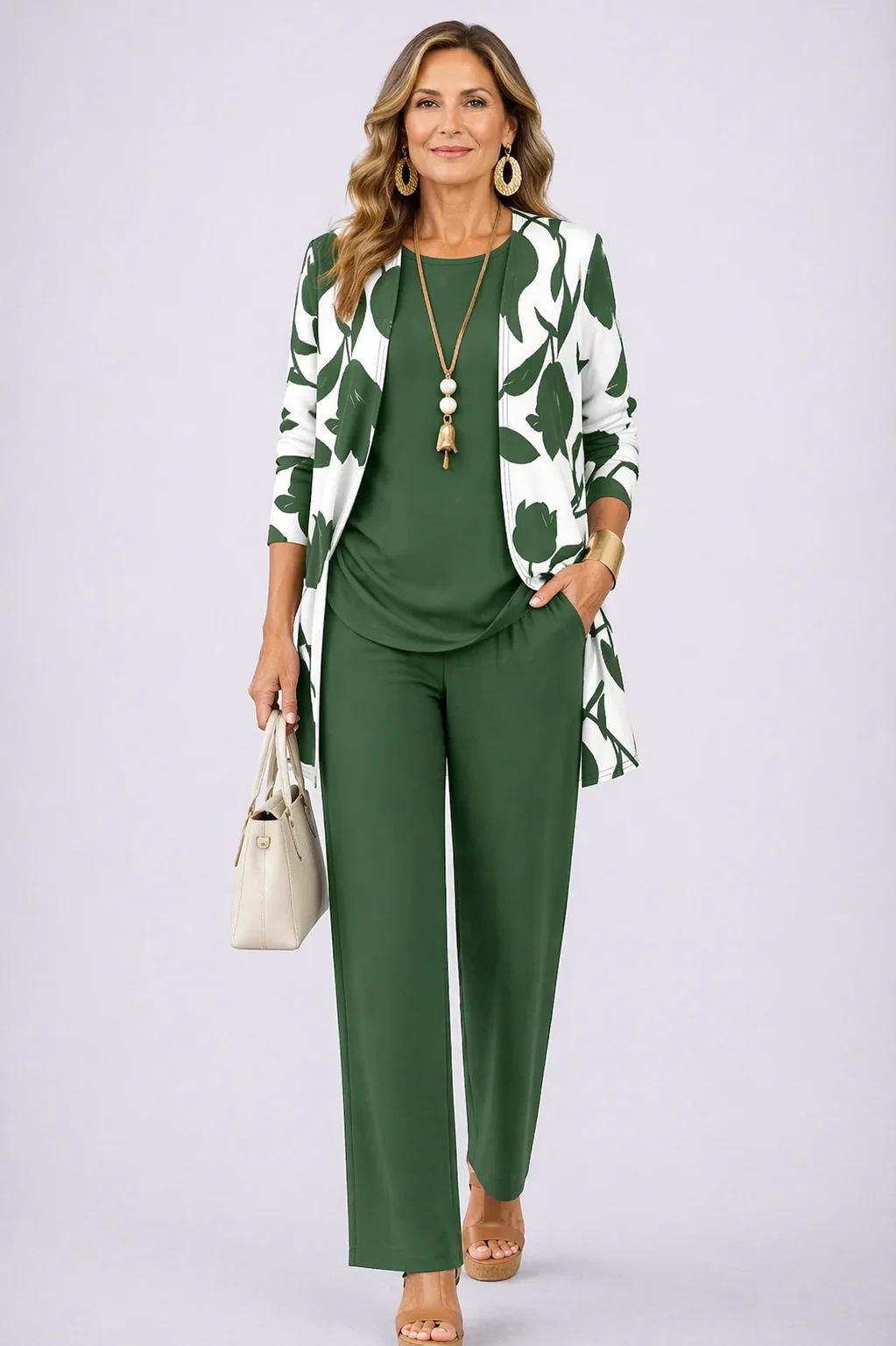 Womens Casual 3-Piece Set With 3D Print