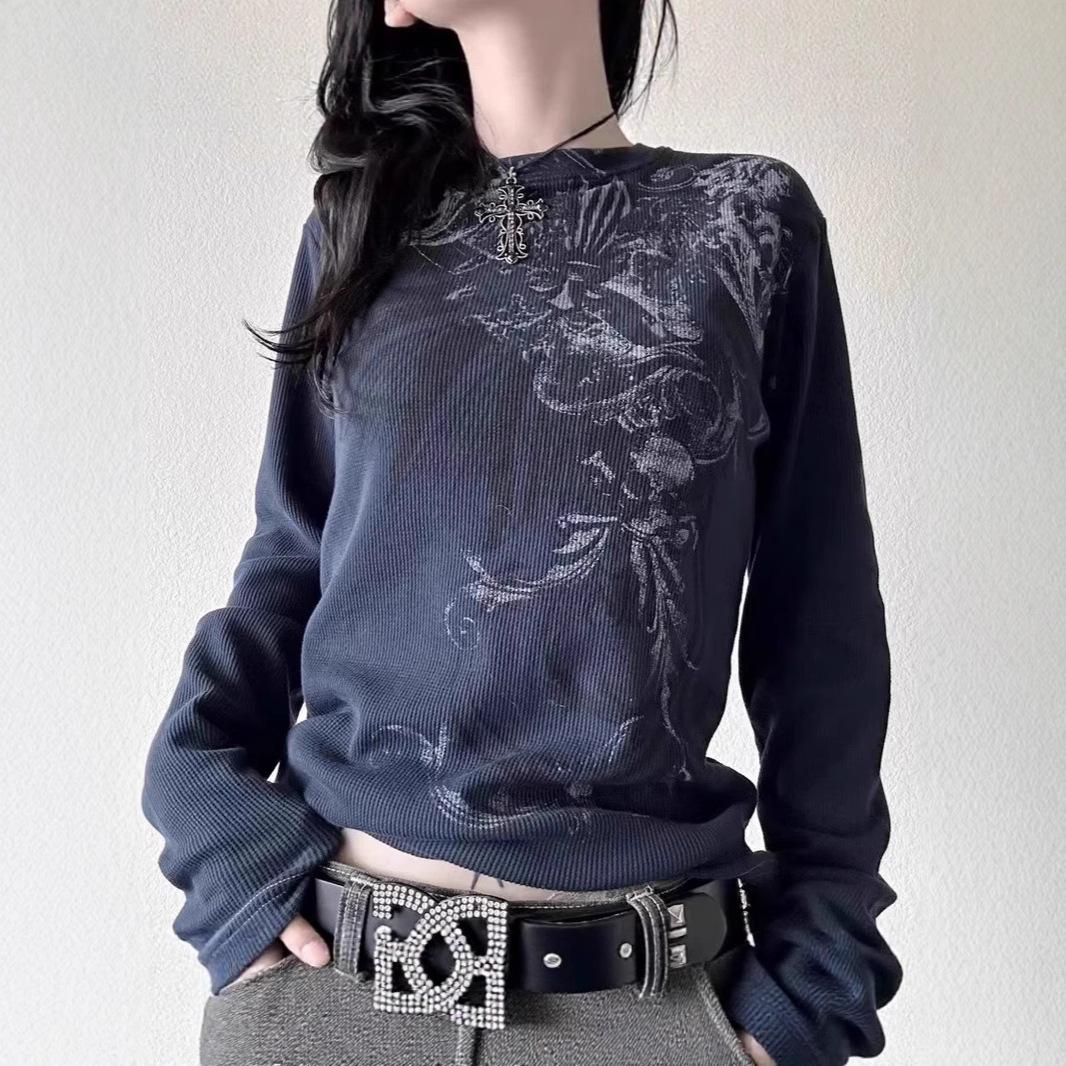 Autumn New Round Neck Long Sleeve Street Dark Style Printing