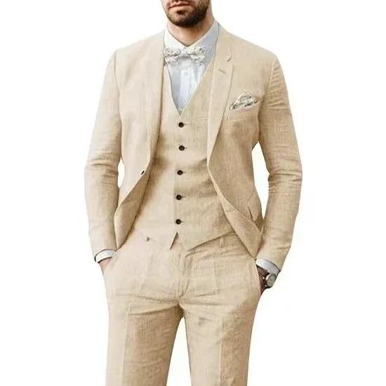Business Mens Simple And Stylish Solid-Color Suit Set