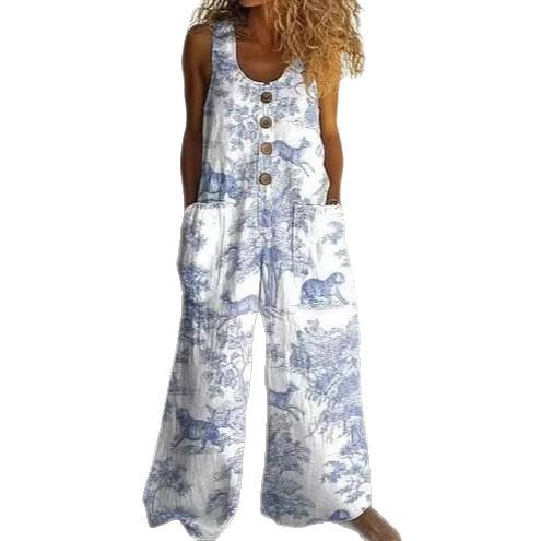 Casual Retro Personalized Printed Jumpsuit