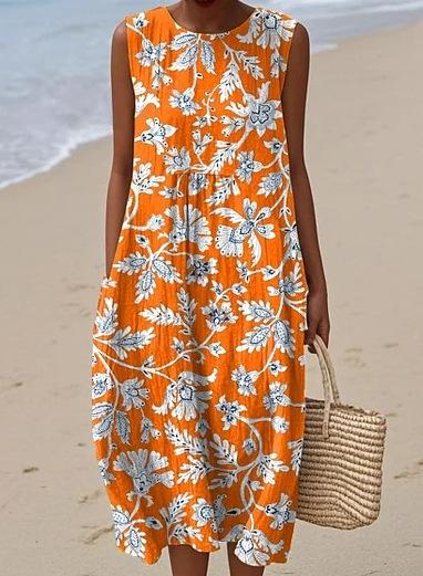 Sleeveless Casual Printed Temperament Long Skirt Dress