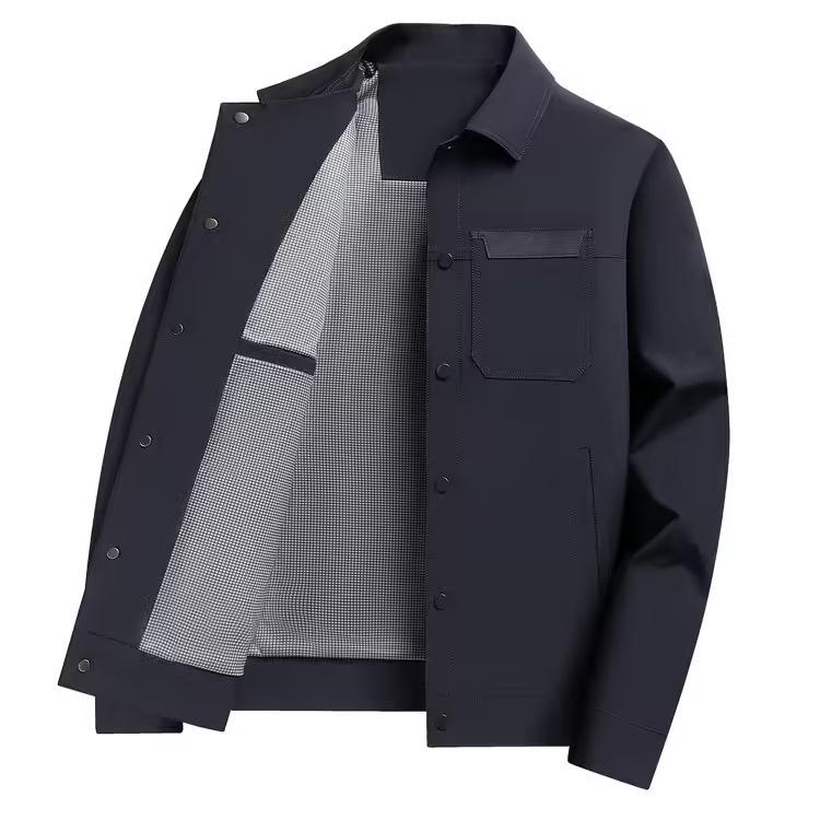 Mens Lapel Jacket With Buttoned Placket Top Coat