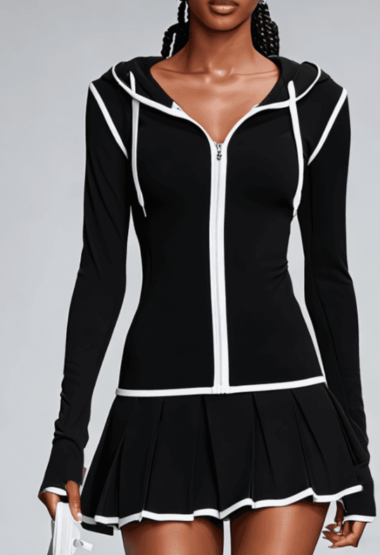 Color Blocking Hooded Sports Suit
