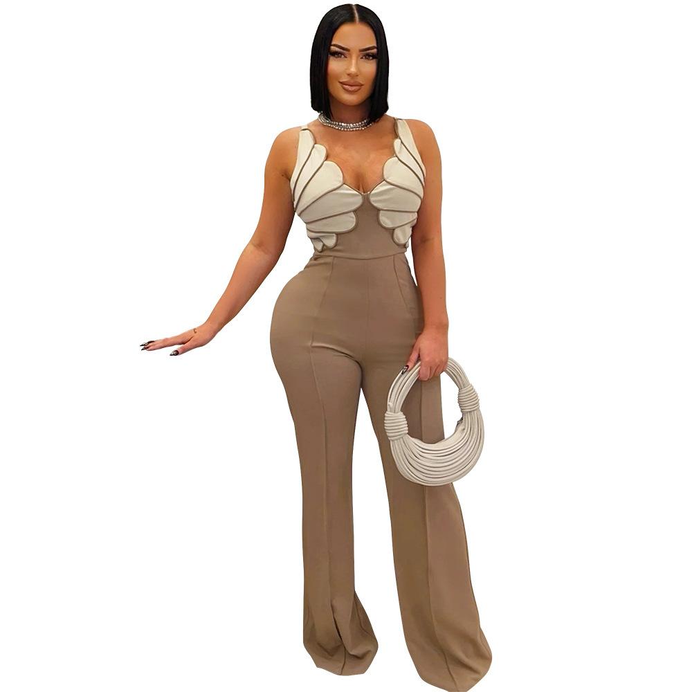 V-neck Sleeveless Slim-fit Jumpsuit Fashionable Womens Wear