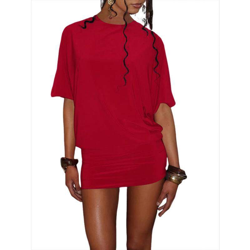 Sexy Round Neck Short Sleeves Bare Back Sheath Dress