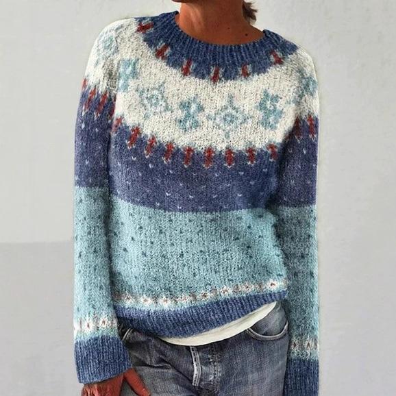 Round Neck Multicolor Loose Fashion Sweater Women