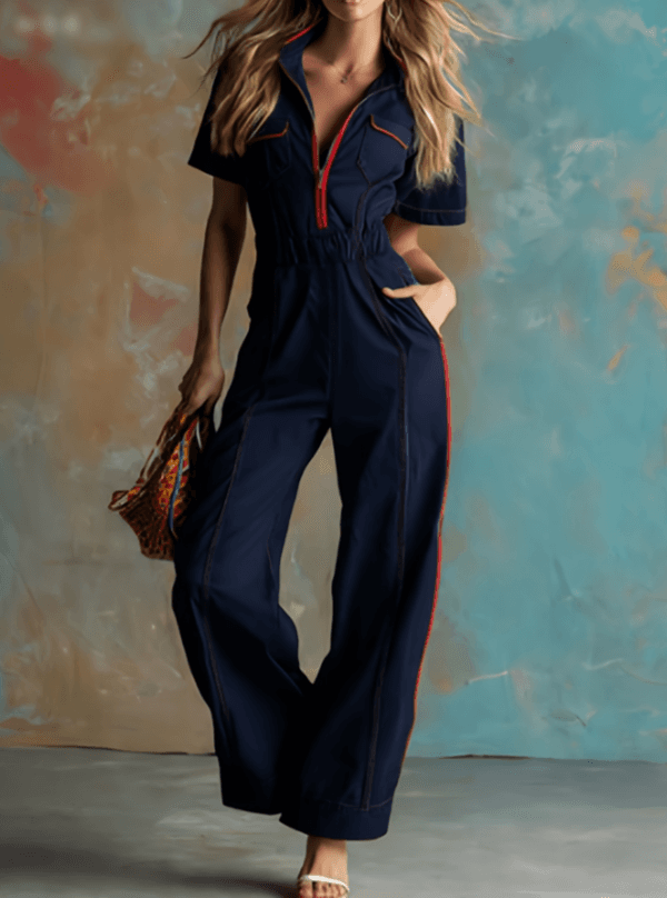 Workwear Waist-cinching Wide-Leg Jumpsuit