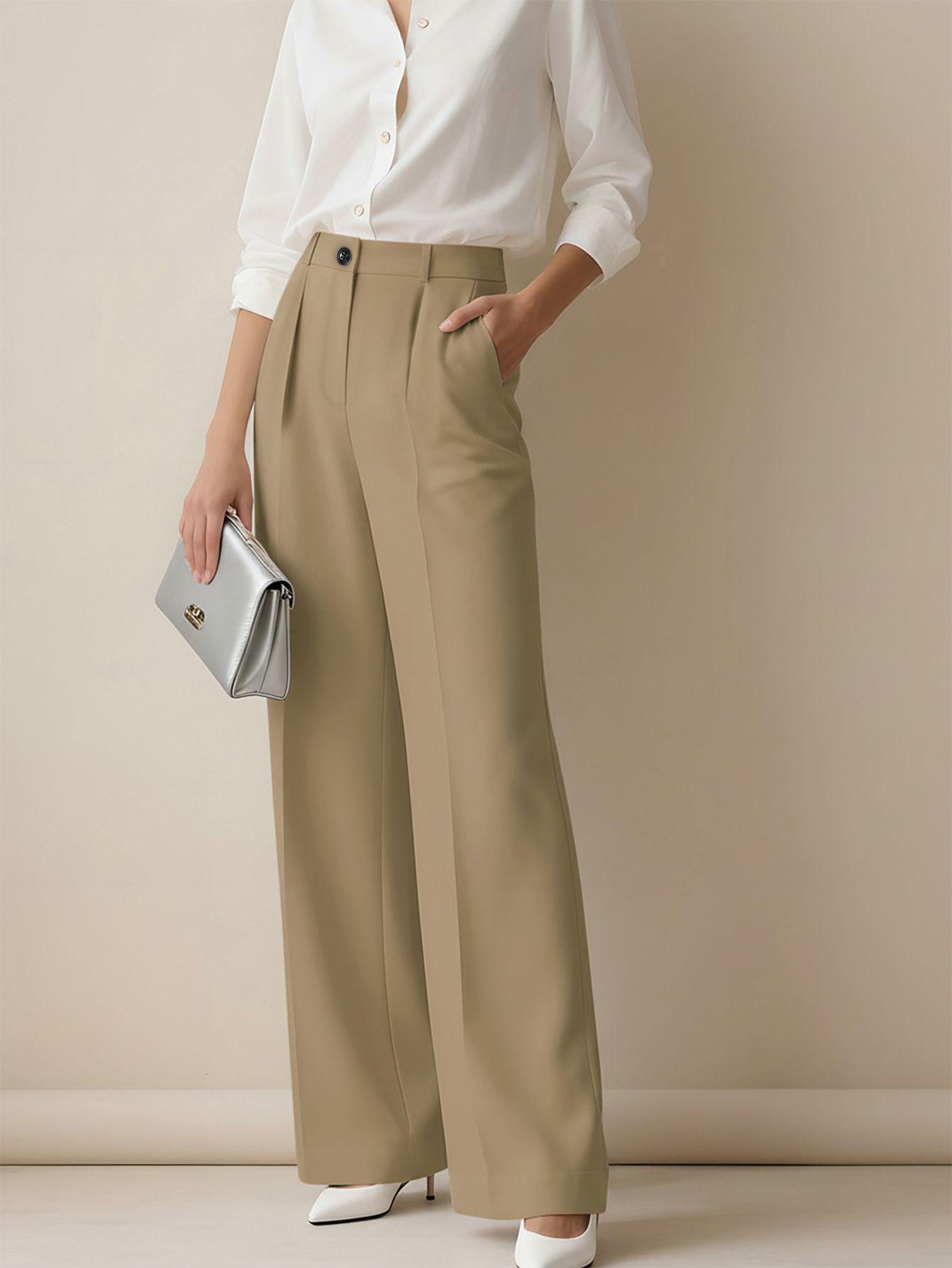 European And American-style High-waisted Drapey Straight-leg Dress Pants