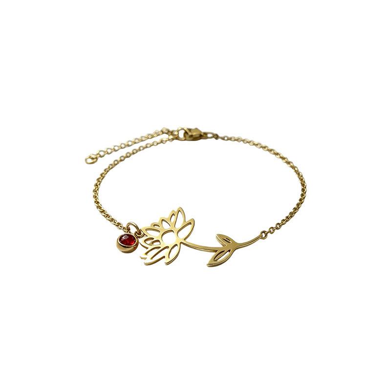 Retro December Birth Flower Stainless Steel Bracelet