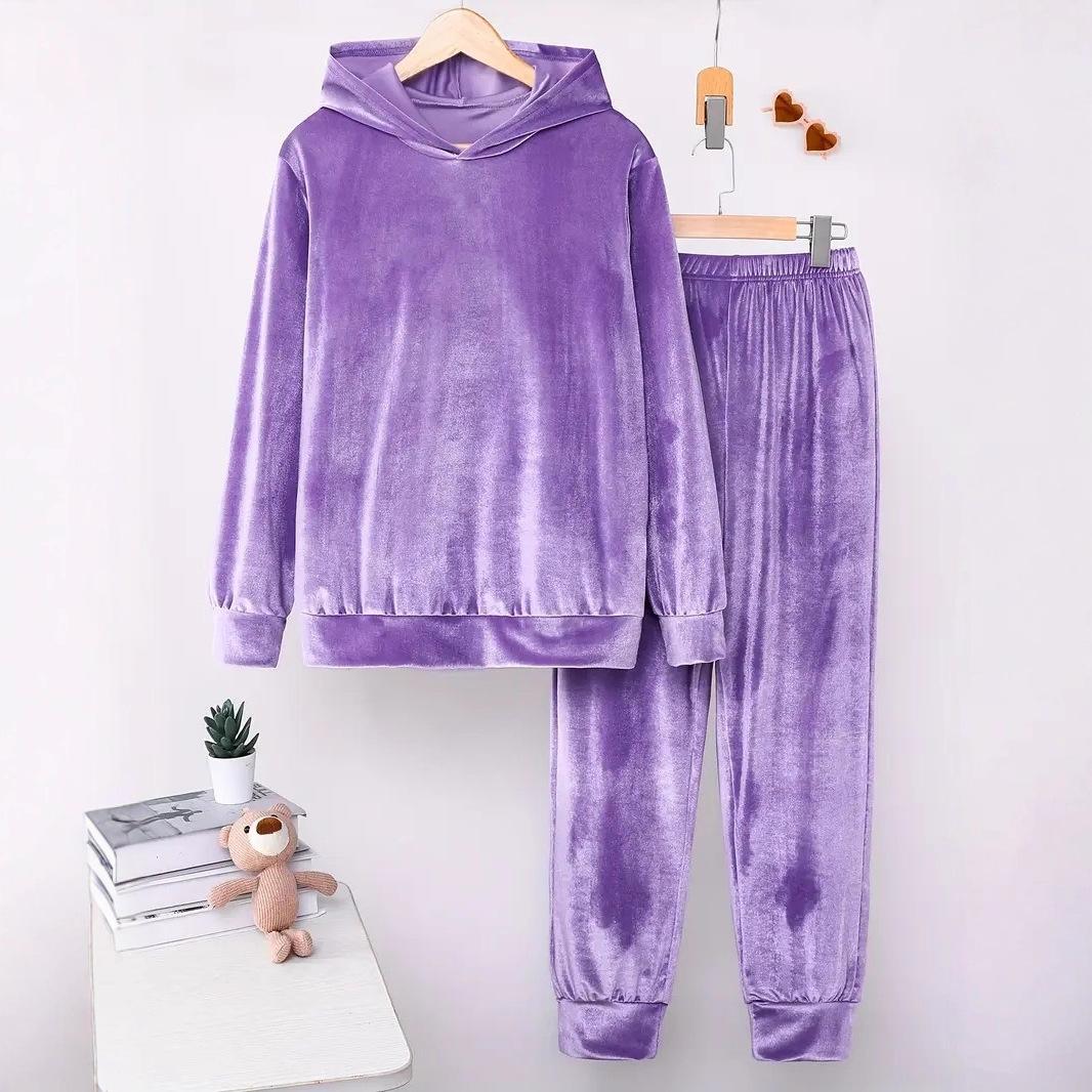 Plush Pajamas Hooded Sweater Trousers Two-piece Suit