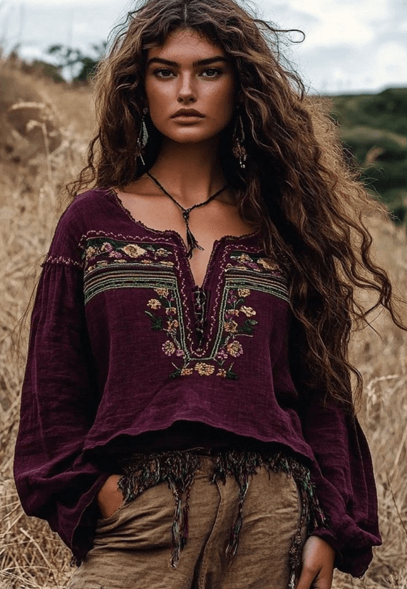 Women's Bohemian Retro Floral T-Shirt